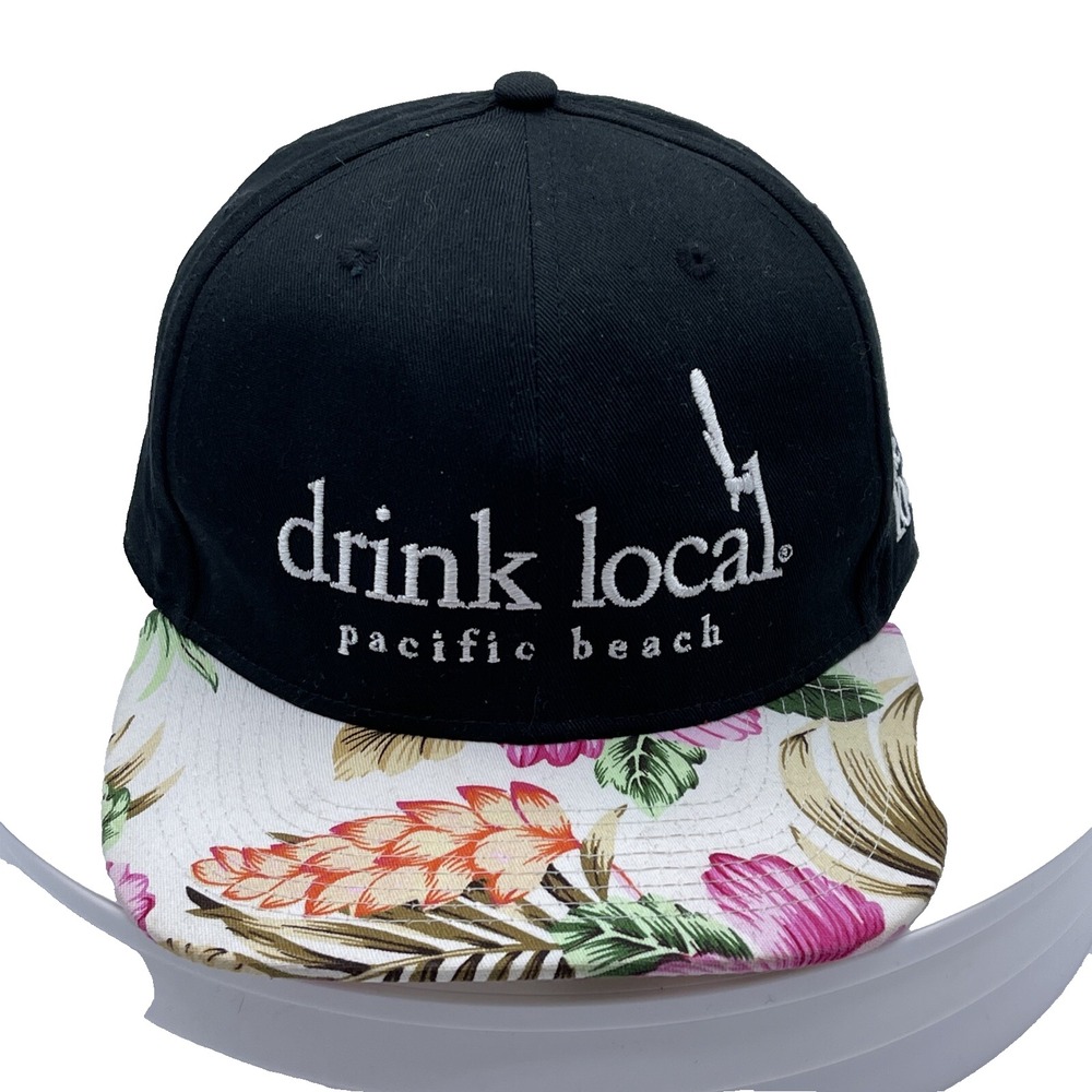The Local Drink Local Pacific Beach Snapback Hat Black Floral Brim Hat